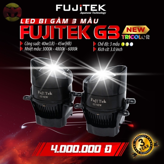 Bi gầm Led Fujitek G3 12V 3 nhiệt màu