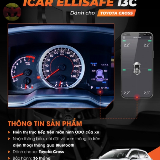 CẢM BIẾN ÁP SUẤT LỐP ICAR ELLISAFE I3C THEO XE TOYOTA CROSS