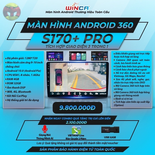 MÀN HÌNH ANDROID S170 + PRO 360