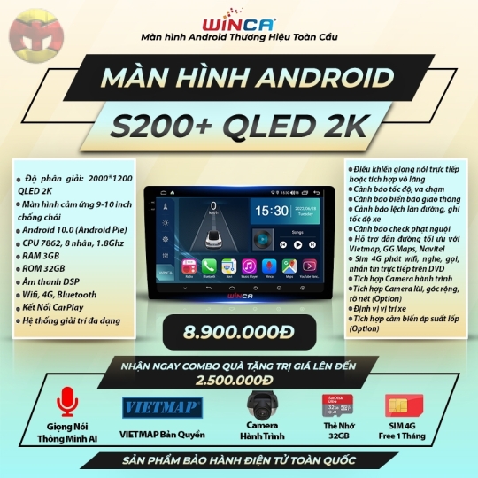 MÀN HÌNH ANDROID WINCA S200+ QLED 2K