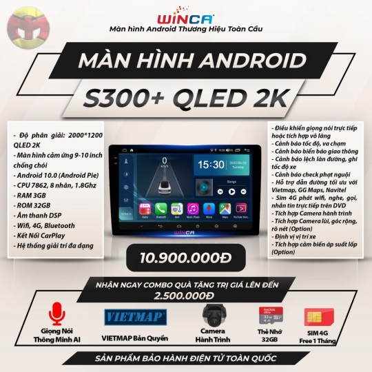 MÀN HÌNH ANDROID WINCA S300+ QLED 2K