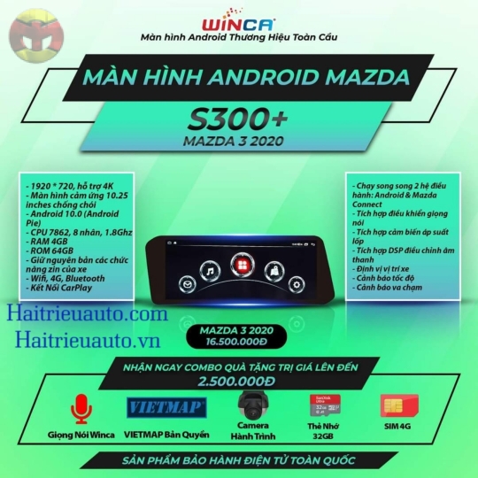 MÀN HÌNH ANDROID WINCA S300+ MAZDA 3 2020